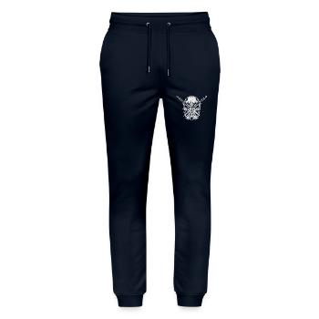Skull knife - Stanley/Stella Mover Unisex Organic Jogging Trousers - navy - Front - Marisol (170cm) & Nik (191cm)