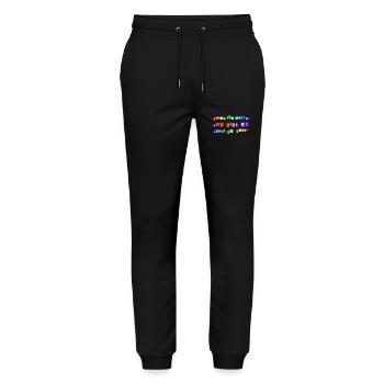Gehen Sie weiter – Hier gibt es nichts zu sehen | - Stanley/Stella Unisex Bio Jogginghose Mover  - Schwarz - Vorne - Marisol (170cm) & Nik (191cm)