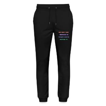 Mtivational Zitate - Stanley/Stella Unisex Bio Jogginghose Mover  - Schwarz - Vorne - Marisol (170cm) & Nik (191cm)