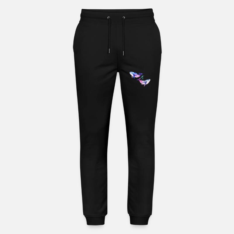 Deux baleines/cétacés arc-en-ciel - Pantalon de jogging bio MOVER Stanley/Stella unisexe - noir