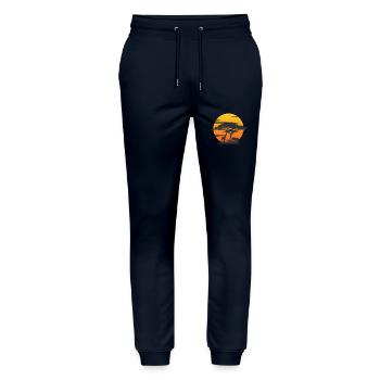 Savannah Gyrating Elephant Safari - Stanley/Stella Mover Unisex Organic Jogging Trousers - navy - Front - Marisol (170cm) & Nik (191cm)