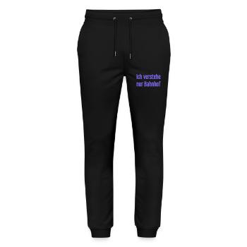 Ich verstehe nur Bahnhof - Stanley/Stella Unisex Bio Jogginghose Mover  - Schwarz - Vorne - Marisol (170cm) & Nik (191cm)
