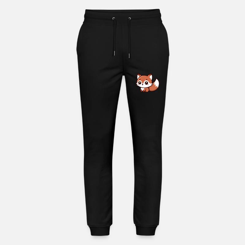 Fluffy Delight: Chibi Fox Charm - Stanley/Stella Mover Unisex Organic Jogging Trousers - black