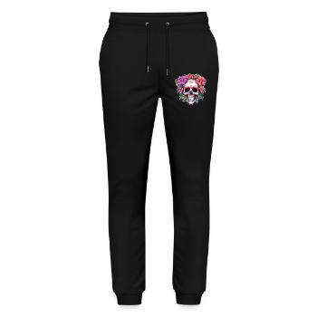 Human Skull & Flowers 30 - Stanley/Stella Mover Unisex Organic Jogging Trousers - black - Front - Marisol (170cm) & Nik (191cm)