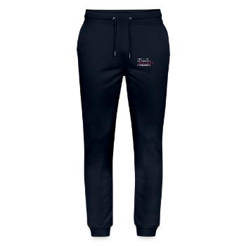 Anxious Stressed True Crime Obsessive Crime - Stanley/Stella Mover Unisex Organic Jogging Trousers - navy - Front - Marisol (170cm) & Nik (191cm)