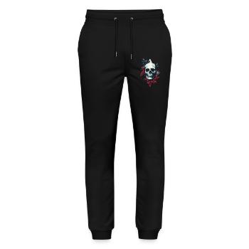 Geometrischer Schädel mit Blättern - Stanley/Stella Unisex Bio Jogginghose Mover  - Schwarz - Vorne - Marisol (170cm) & Nik (191cm)