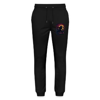 Cooles Skate-Faultier im Retro Sonnenuntergang - Stanley/Stella Unisex Bio Jogginghose Mover  - Schwarz - Vorne - Marisol (170cm) & Nik (191cm)