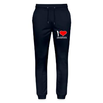I LOVE LIVERPOOL - Stanley/Stella Mover Unisex Organic Jogging Trousers - navy - Front - Marisol (170cm) & Nik (191cm)