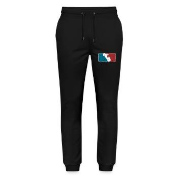 Logo de conception de baseball Simson Schwalbe - Pantalon de jogging bio MOVER Stanley/Stella unisexe - noir - Devant - Marisol (170cm) & Nik (191cm)