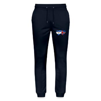 Argentine Islande drapeau coeur utilisé - Pantalon de jogging bio MOVER Stanley/Stella unisexe - marine - Devant - Marisol (170cm) & Nik (191cm)