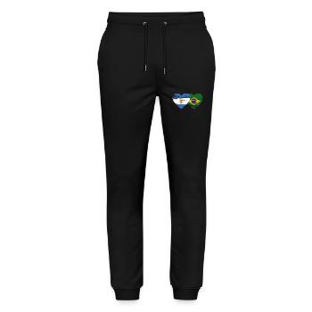Argentina Brazil Flag Heart Used - Stanley/Stella Mover Unisex Organic Jogging Trousers - black - Front - Marisol (170cm) & Nik (191cm)