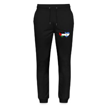 Palestine Argentina Flag Heart - Stanley/Stella Mover Unisex Organic Jogging Trousers - black - Front - Marisol (170cm) & Nik (191cm)