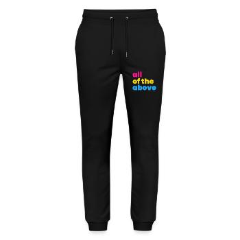 Pansexueller Stolz Alle oben genannten LGBTQ-Pan-Flaggen - Stanley/Stella Unisex Bio Jogginghose Mover  - Schwarz - Vorne - Marisol (170cm) & Nik (191cm)
