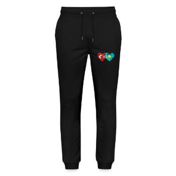Turquie Kazakhstan Drapeau Coeur utilisé - Pantalon de jogging bio MOVER Stanley/Stella unisexe - noir - Devant - Marisol (170cm) & Nik (191cm)