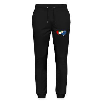 Vereinigte Arabische Emirate Uruguay Flagge Herz - Stanley/Stella Unisex Bio Jogginghose Mover  - Schwarz - Vorne - Marisol (170cm) & Nik (191cm)