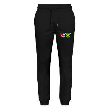 Cuba Jamaica Flag Heart - Stanley/Stella Mover Unisex Organic Jogging Trousers - black - Front - Marisol (170cm) & Nik (191cm)