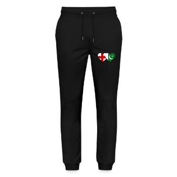 England Pakistan flag heart used - Stanley/Stella Mover Unisex Organic Jogging Trousers - black - Front - Marisol (170cm) & Nik (191cm)