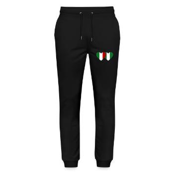 Italy Nigeria Flag Heart - Stanley/Stella Mover Unisex Organic Jogging Trousers - black - Front - Marisol (170cm) & Nik (191cm)