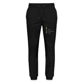 Funny Berlin TV Tower Parody Minimal - Stanley/Stella Mover Unisex Organic Jogging Trousers - black - Front - Marisol (170cm) & Nik (191cm)