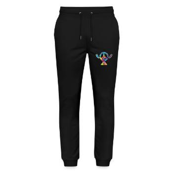 Peacezeichen Friedenszeichen tie dye - Stanley/Stella Mover Unisex Organic Jogging Trousers - black - Front - Marisol (170cm) & Nik (191cm)