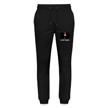 love wins - Stanley/Stella Unisex Bio Jogginghose Mover  - Schwarz - Vorne - Marisol (170cm) & Nik (191cm)