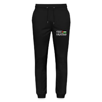 Free palestine - Stanley/Stella Unisex Bio Jogginghose Mover  - Schwarz - Vorne - Marisol (170cm) & Nik (191cm)