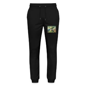 Alien gris à la surface de la lune – manger de la crème glacée - Pantalon de jogging bio MOVER Stanley/Stella unisexe - noir - Devant - Marisol (170cm) & Nik (191cm)