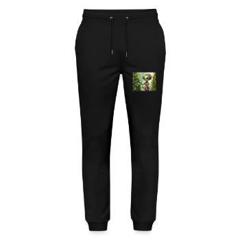 mignon petit vert rétro extraterrestre jardin de travail - Pantalon de jogging bio MOVER Stanley/Stella unisexe - noir - Devant - Marisol (170cm) & Nik (191cm)