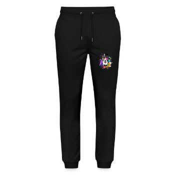 Party Hund mit Zylinder Hut Sonnenbrille Graffiti - Stanley/Stella Unisex Bio Jogginghose Mover  - Schwarz - Vorne - Marisol (170cm) & Nik (191cm)
