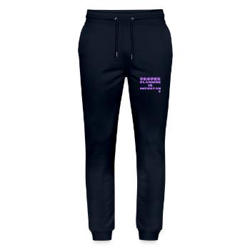 Proper Planning - Stanley/Stella Mover Unisex Organic Jogging Trousers - navy - Front - Marisol (170cm) & Nik (191cm)
