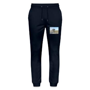 elephant and Landscape in a Etosha National Park - Stanley/Stella Mover Unisex Organic Jogging Trousers - navy - Front - Marisol (170cm) & Nik (191cm)