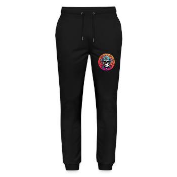 Motif décoratif de crâne coloré dans le style gothique - Pantalon de jogging bio MOVER Stanley/Stella unisexe - noir - Devant - Marisol (170cm) & Nik (191cm)