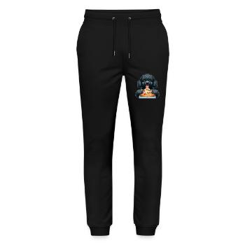 Black poodle loves pizza funny dog - Stanley/Stella Mover Unisex Organic Jogging Trousers - black - Front - Marisol (170cm) & Nik (191cm)