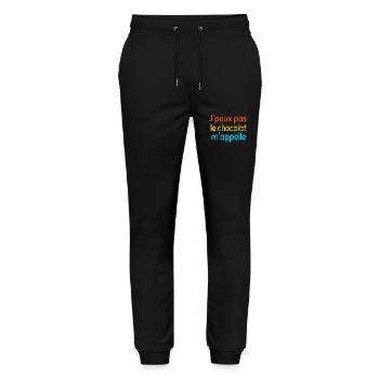 J' peux pas, le chocolat m'appelle - Pantalon de jogging bio MOVER Stanley/Stella unisexe - noir - Devant - Marisol (170cm) & Nik (191cm)