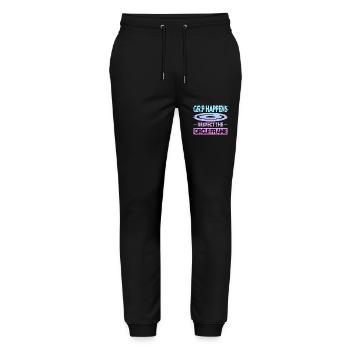 Grip Happens Respect The Circle Frame - Stanley/Stella Unisex Bio Jogginghose Mover  - Schwarz - Vorne - Marisol (170cm) & Nik (191cm)