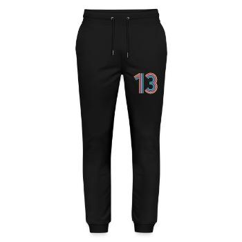 Cooles Geschenk zum 13. Geburtstag von 13 - 13 Jahren - Stanley/Stella Unisex Bio Jogginghose Mover  - Schwarz - Vorne - Marisol (170cm) & Nik (191cm)