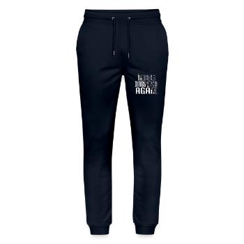 children childrens birthday dinosaur dino - Stanley/Stella Mover Unisex Organic Jogging Trousers - navy - Front - Marisol (170cm) & Nik (191cm)