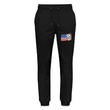 Greyhound America Flag Greyhound Dogs Wilsigns - Stanley/Stella Mover Unisex Organic Jogging Trousers - black - Front - Marisol (170cm) & Nik (191cm)