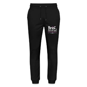 je peux pas j'ai 40 ans anniversaire humour - Pantalon de jogging bio MOVER Stanley/Stella unisexe - noir - Devant - Marisol (170cm) & Nik (191cm)