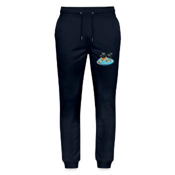 Piscine palmiers et ballons - Pantalon de jogging bio MOVER Stanley/Stella unisexe - marine - Devant - Marisol (170cm) & Nik (191cm)