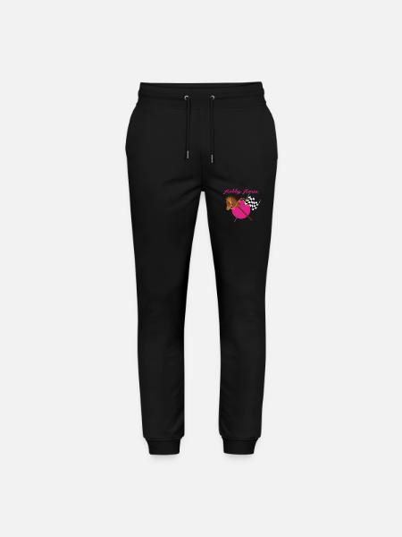 Hobby Horse kæphest og ternet flag - Stanley/Stella Mover økologiske unisex joggingbukser - sort