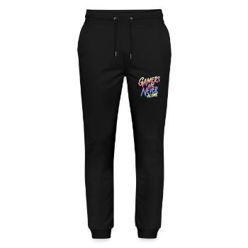 Gamers Design in Graffiti Style - Stanley/Stella Unisex Bio Jogginghose Mover  - Schwarz - Vorne - Marisol (170cm) & Nik (191cm)