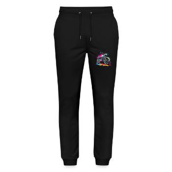 Vintage Motorcycle Retro Style - Graffiti - Stanley/Stella Mover Unisex Organic Jogging Trousers - black - Front - Marisol (170cm) & Nik (191cm)