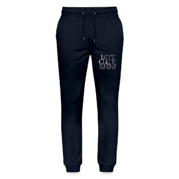 Sayings Gift Bubaprints Christmas Present - Stanley/Stella Mover Unisex Organic Jogging Trousers - navy - Front - Marisol (170cm) & Nik (191cm)