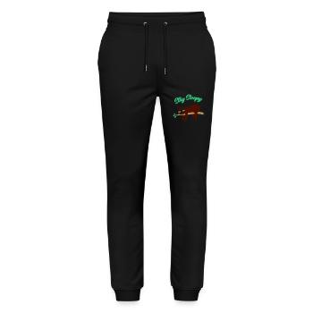 Sloth Stay Sleepy 01 - Stanley/Stella Mover Unisex Organic Jogging Trousers - black - Front - Marisol (170cm) & Nik (191cm)