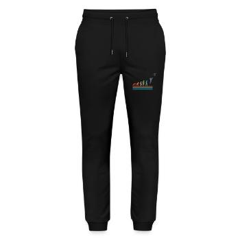 Vintage Retro Evolution Astronaut - Stanley/Stella Unisex Bio Jogginghose Mover  - Schwarz - Vorne - Marisol (170cm) & Nik (191cm)