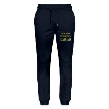 witzige sprüche sixpack - Stanley/Stella Unisex Bio Jogginghose Mover  - Navy - Vorne - Marisol (170cm) & Nik (191cm)