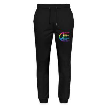 Kindness Peace Equality Love Inclusion Hope - Stanley/Stella Mover Unisex Organic Jogging Trousers - black - Front - Marisol (170cm) & Nik (191cm)