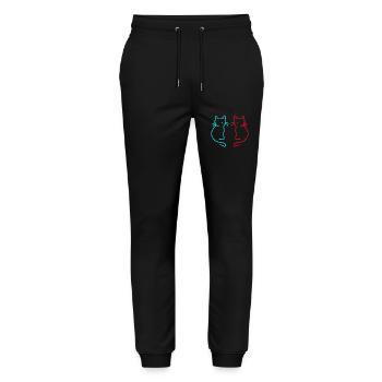 80 ' s 90 ' s rétro Vintage chat chats - Pantalon de jogging bio MOVER Stanley/Stella unisexe - noir - Devant - Marisol (170cm) & Nik (191cm)
