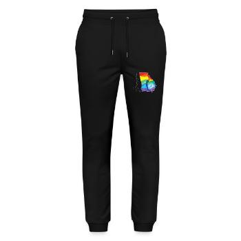 Georgia (USA) | echte Flagge | LGBTQIA+ Script - Stanley/Stella Unisex Bio Jogginghose Mover  - Schwarz - Vorne - Marisol (170cm) & Nik (191cm)
